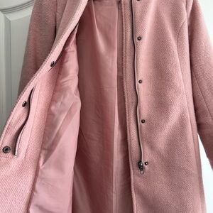 Only Blush Pink Pea Coat with Zip & Snap Front